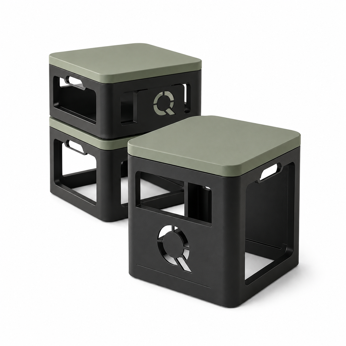 ZUNQEVARO ARC 3-Piece Stackable Outdoor Stool Set, Metal Frame Backless Patio Seats with Carry Handles for Balcony, Porch and Small Spaces
