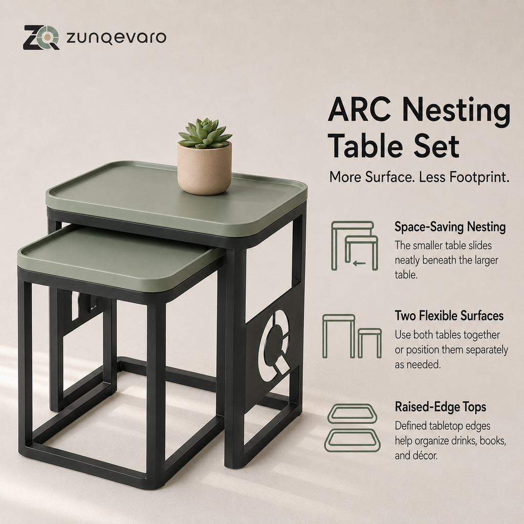ZUNQEVARO ARC 3-Piece Stackable Outdoor Stool Set, Metal Frame Backless Patio Seats with Carry Handles for Balcony, Porch and Small Spaces