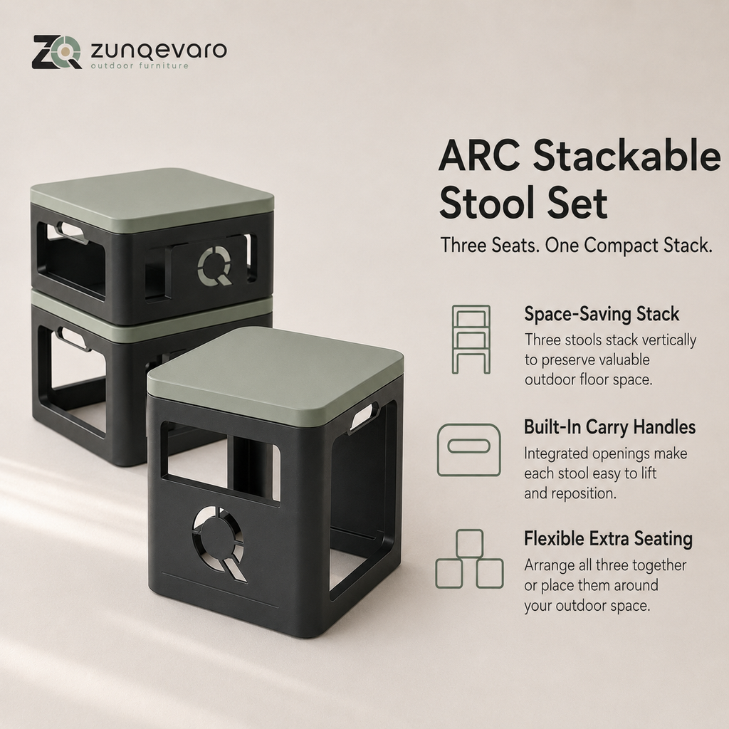 ZUNQEVARO ARC 2-Piece Nesting Outdoor Side Table Set, Metal Frame Patio Accent Tables with Raised-Edge Tops for Balcony, Porch and Deck