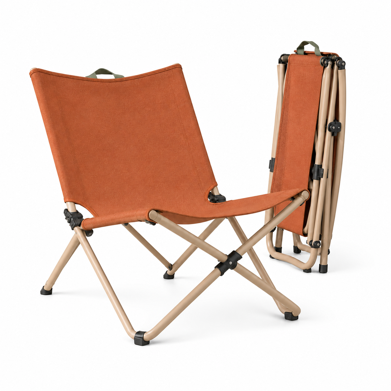 ZUNQEVARO TerraFold Folding Outdoor Lounge Chair, Fabric Sling Seat with Tubular Metal Frame and Carry Handle for Camping, Patio, Beach and Deck